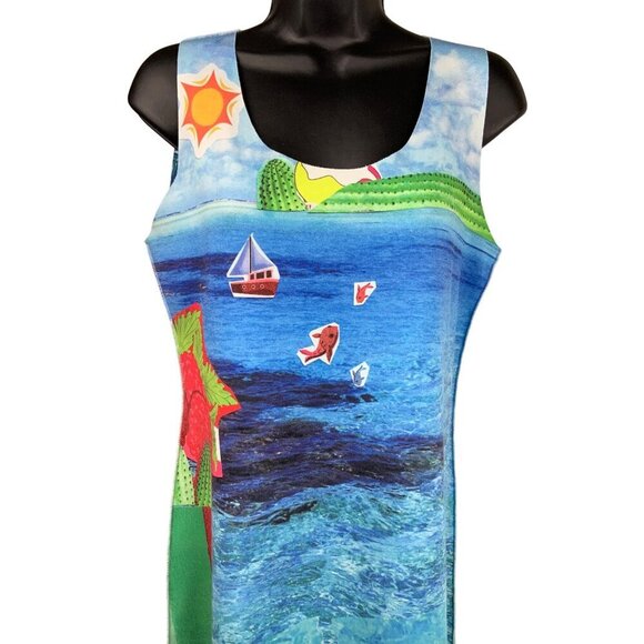 Animapop reversible dress multi sleeveless Fun seaside theme 34ch 31w 38h 38L - Picture 2 of 12